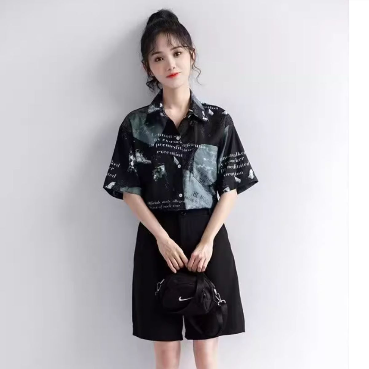 Shirts/ニュースペーパー総柄シャツ ST/No.27915
