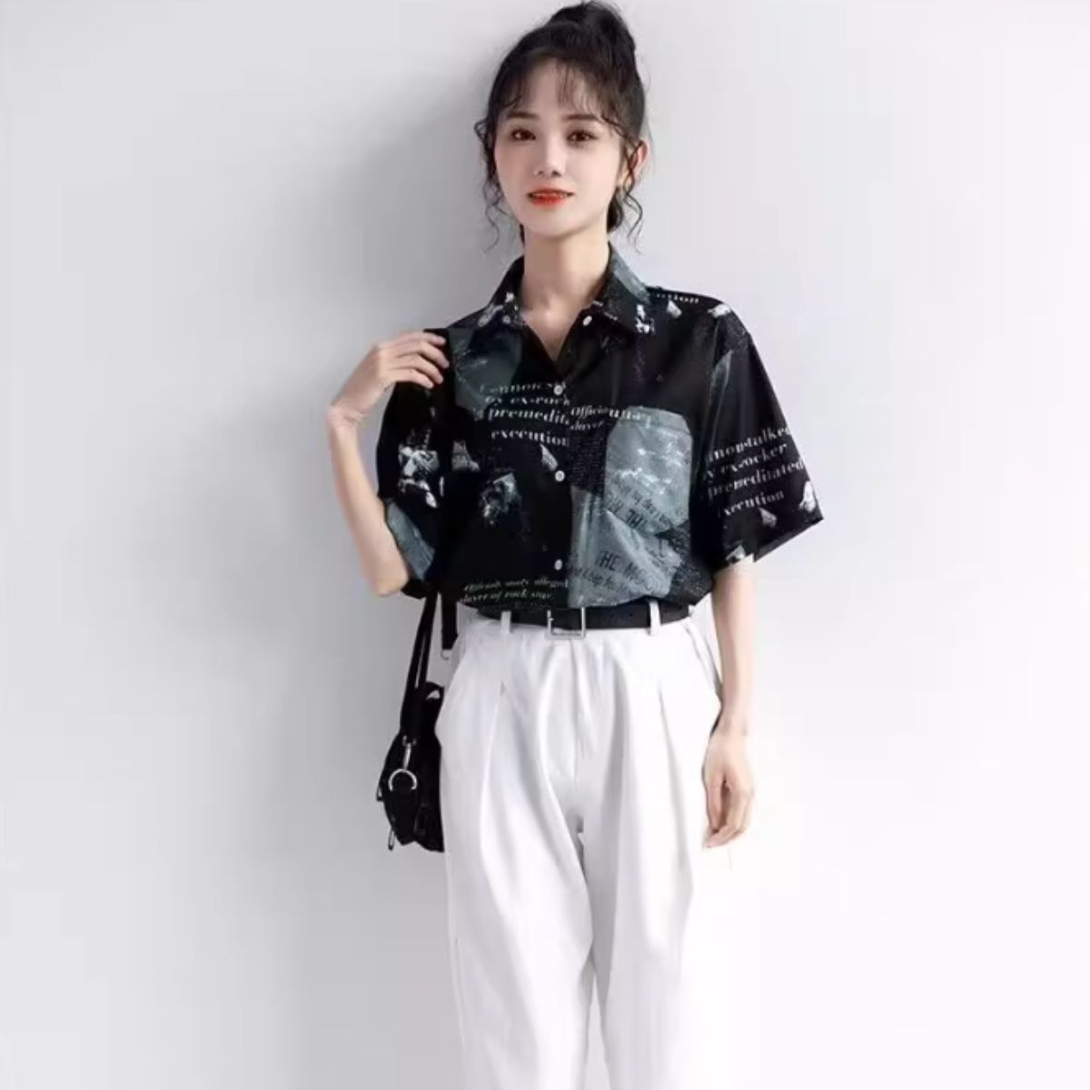 Shirts/ニュースペーパー総柄シャツ ST/No.27915