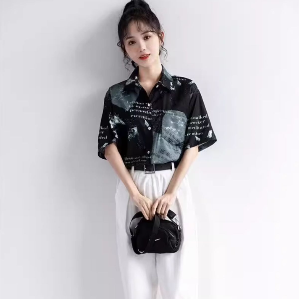 Shirts/ニュースペーパー総柄シャツ ST/No.27915