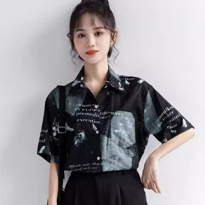Shirts/ニュースペーパー総柄シャツ ST/No.27915