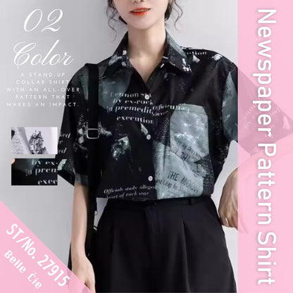 Shirts/ニュースペーパー総柄シャツ ST/No.27915