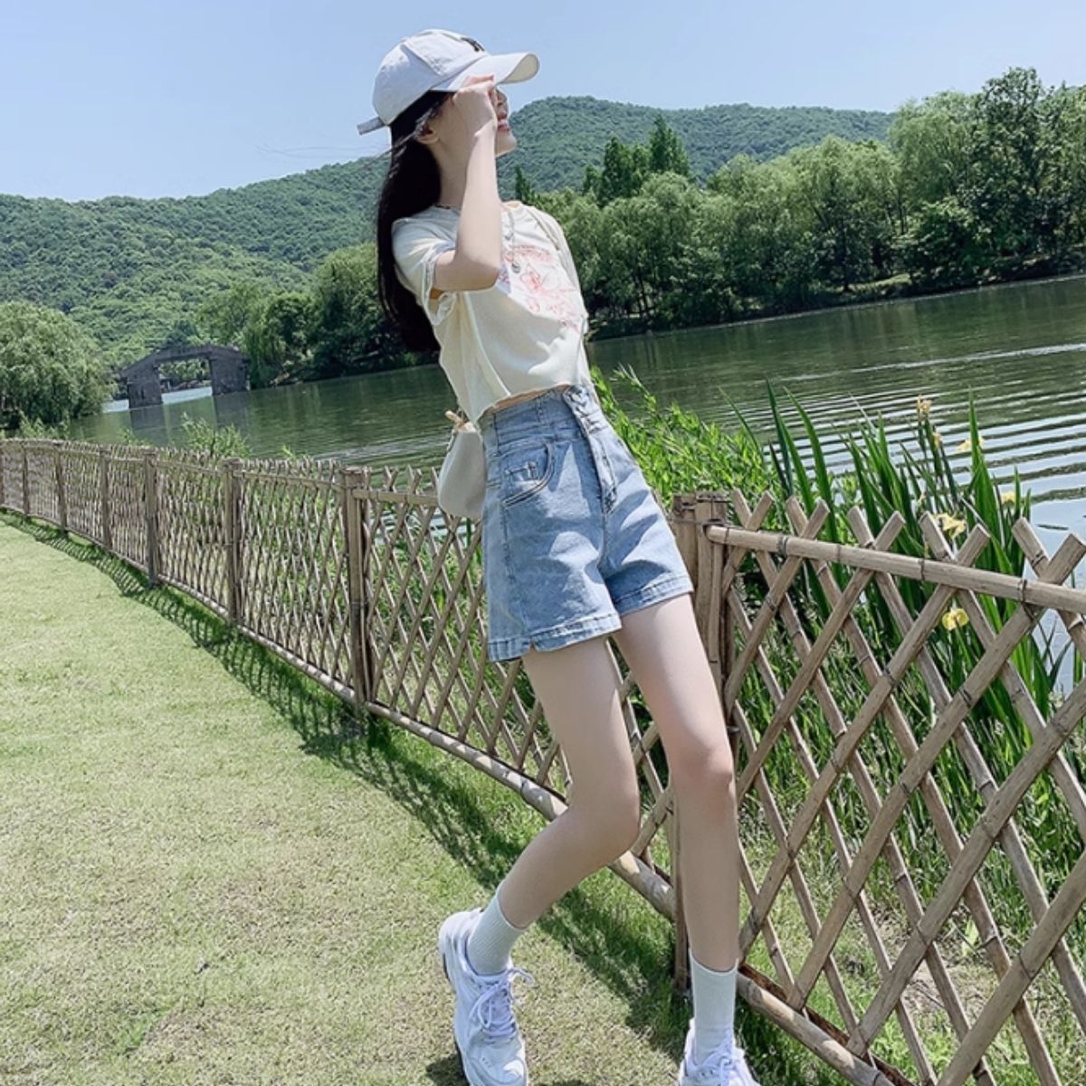 Pants/編み上げハイウエストショーパン ST/No.27922