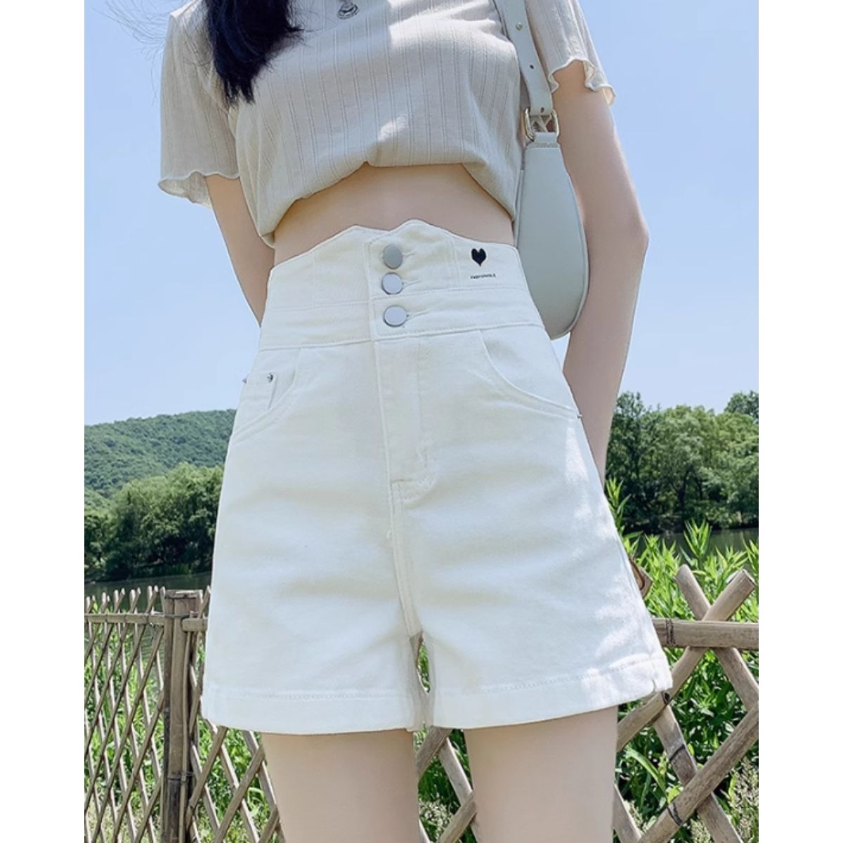 Pants/編み上げハイウエストショーパン ST/No.27922