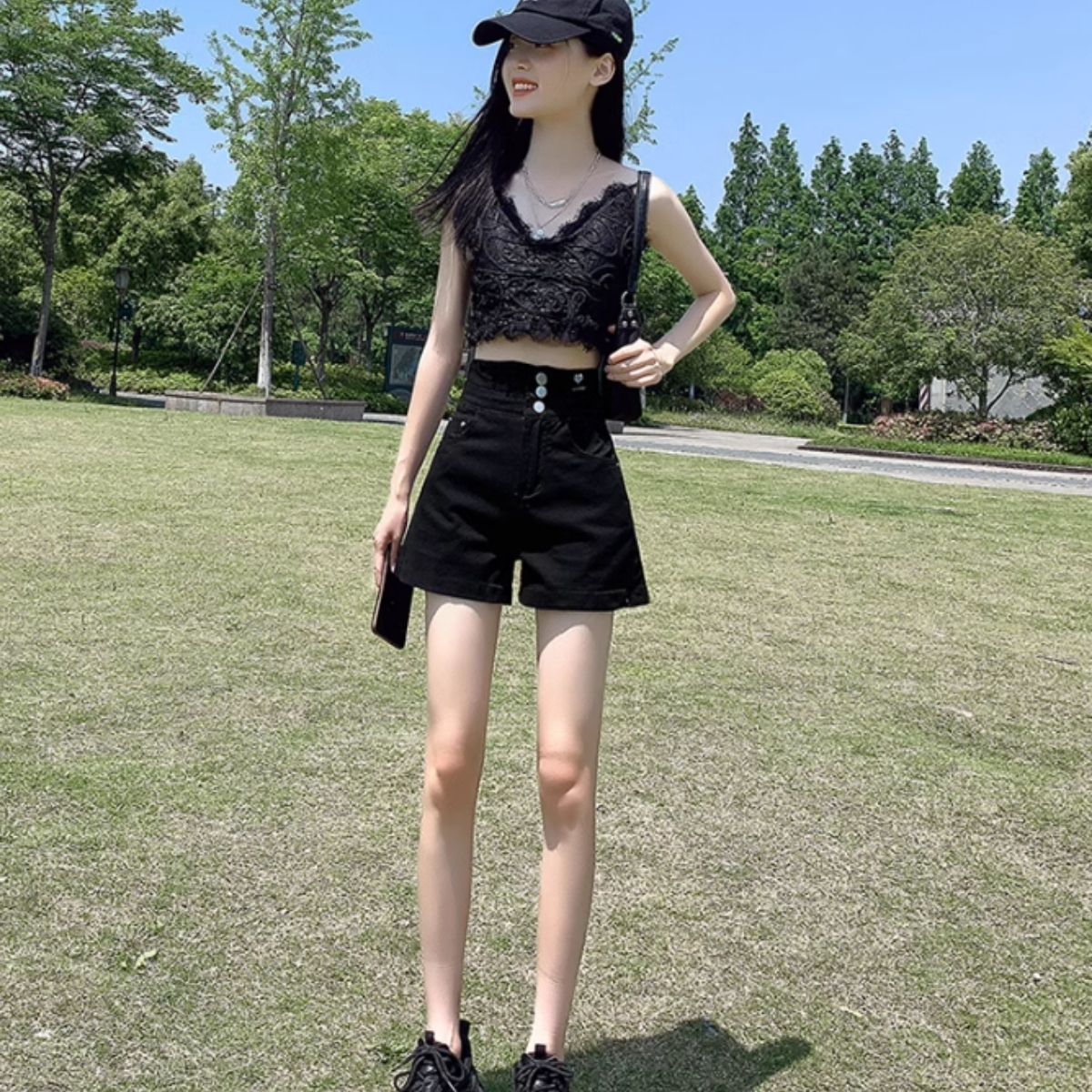 Pants/編み上げハイウエストショーパン ST/No.27922
