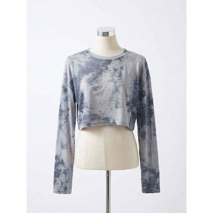 シアーTシャツ レディース 長袖 ショート丈 タイダイ グラデーション シースルー 韓国ファッション Belle Cie ST/No.27923