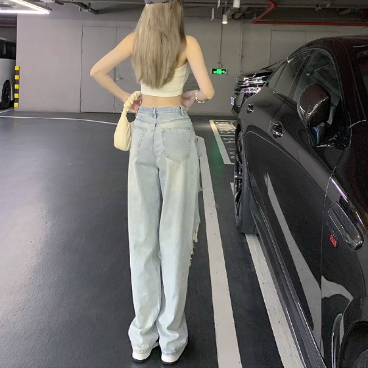 Pants/ダメージワイドデニムパンツ ST/No.27947