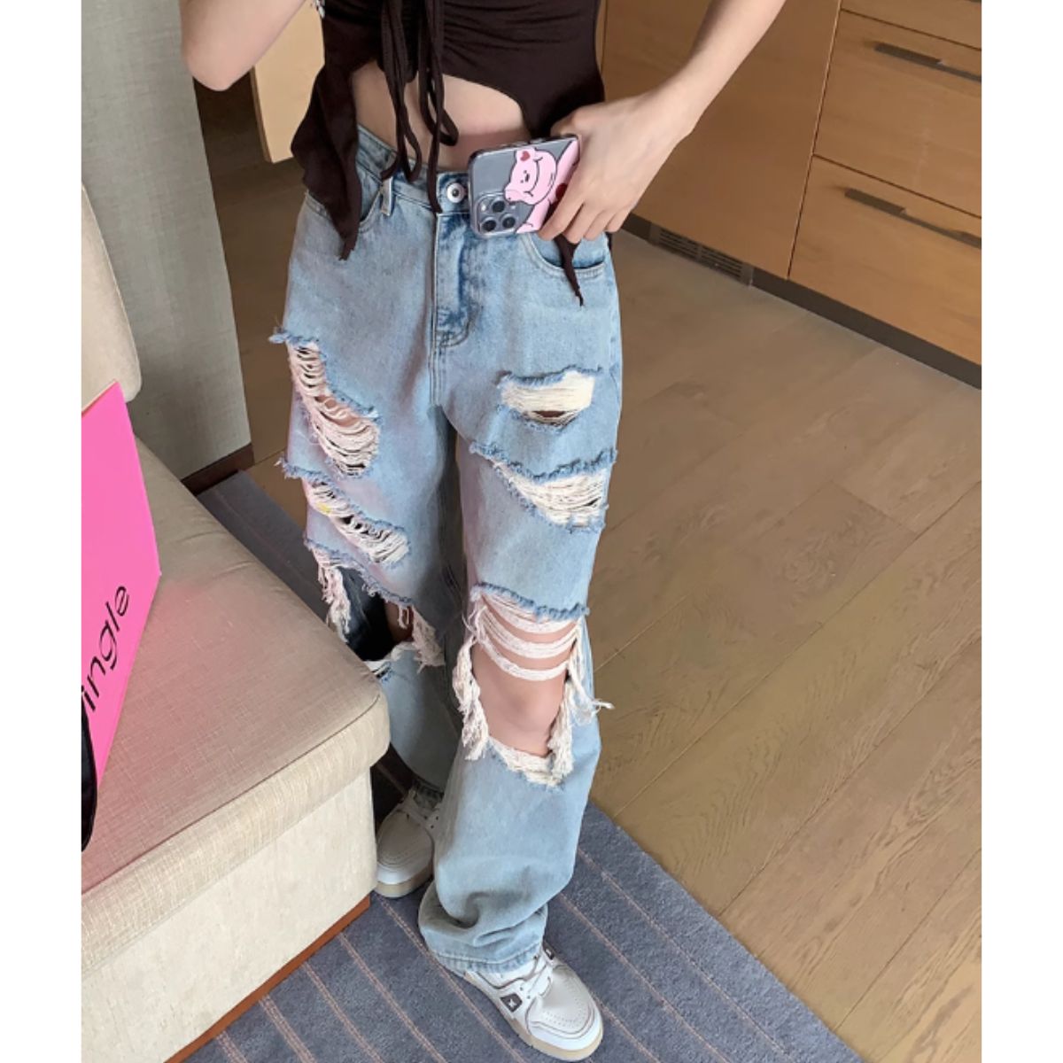 Pants/ダメージワイドデニムパンツ ST/No.27947