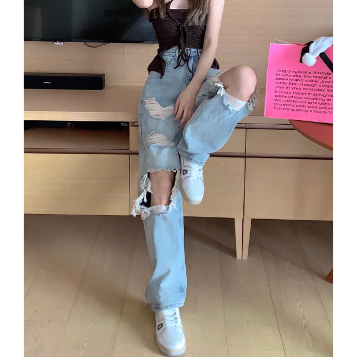 Pants/ダメージワイドデニムパンツ ST/No.27947