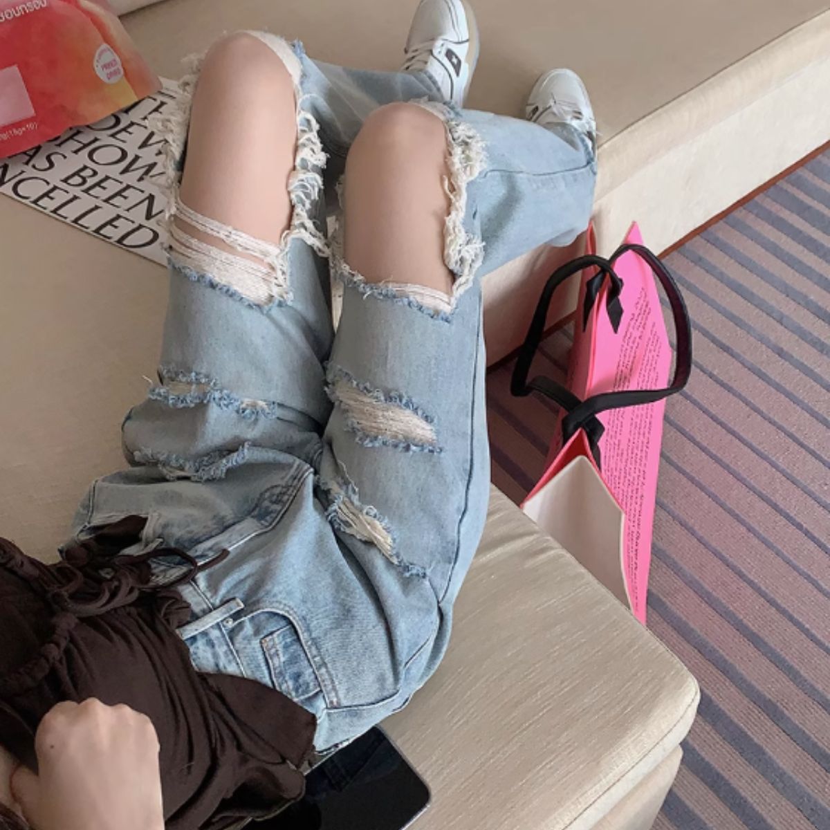 Pants/ダメージワイドデニムパンツ ST/No.27947