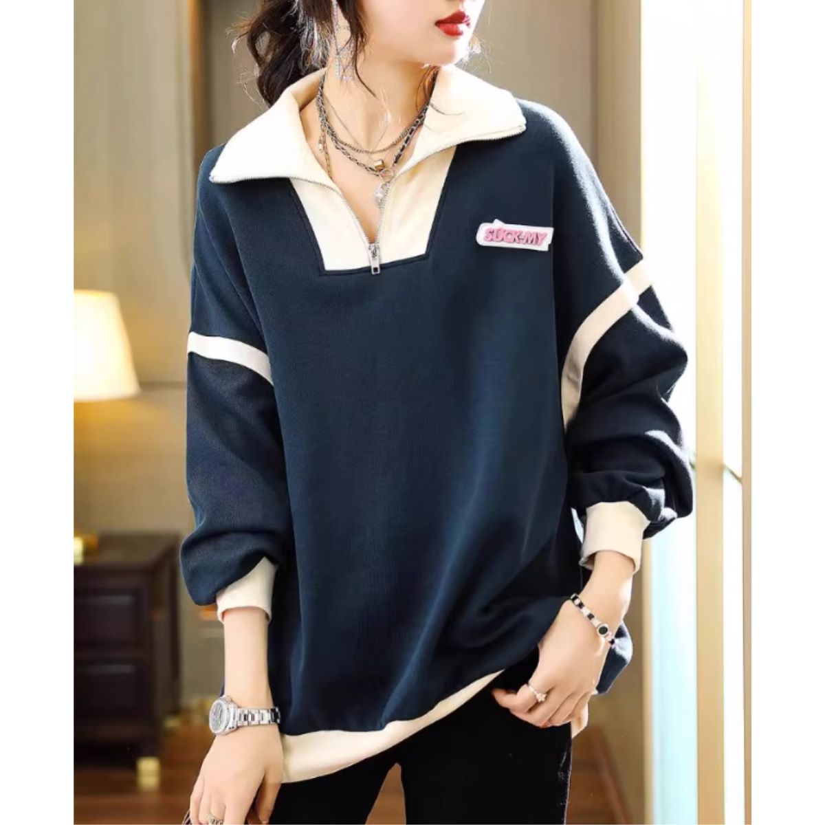 Tops/ハンサムハーフジッププルオーバー ST/No.27964