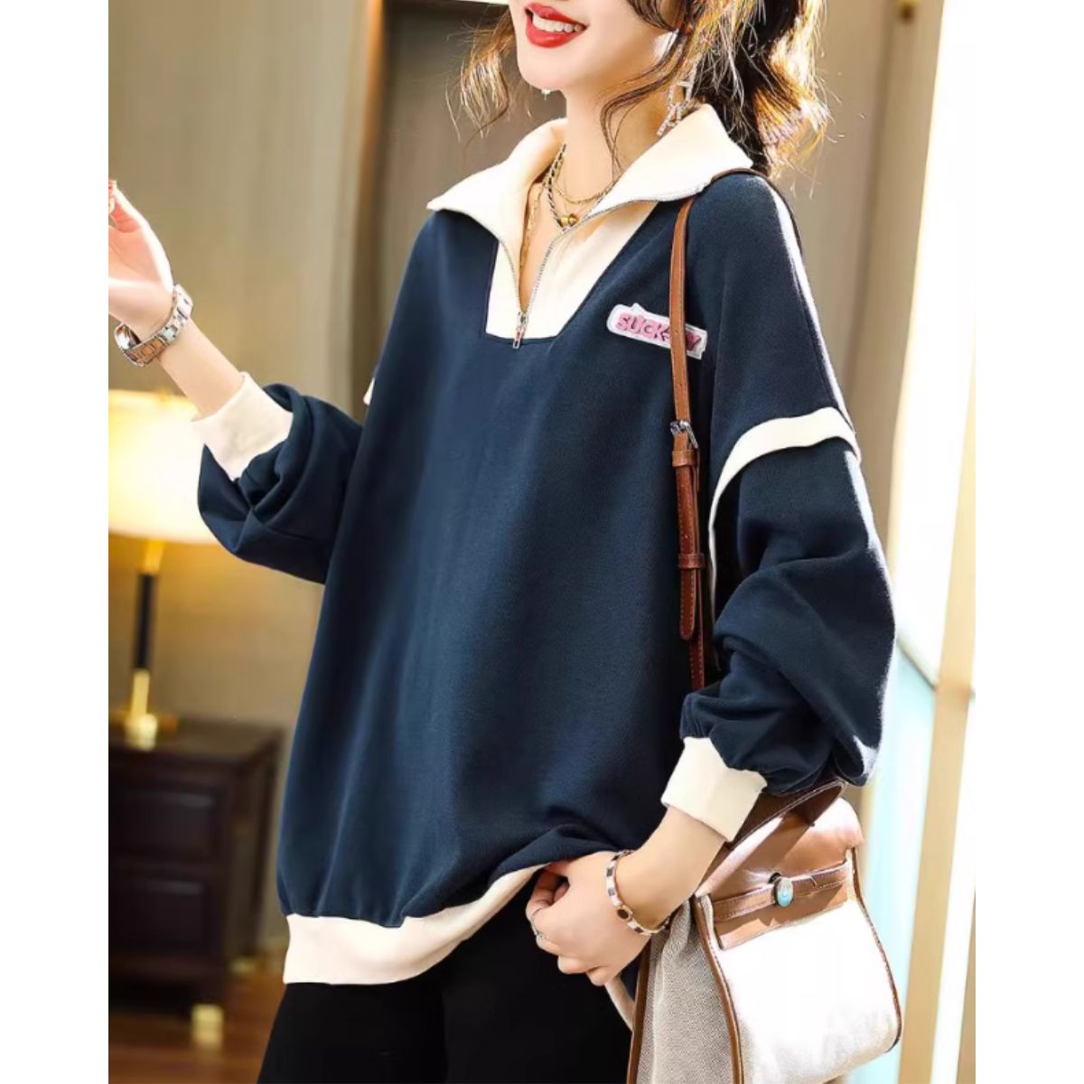 Tops/ハンサムハーフジッププルオーバー ST/No.27964