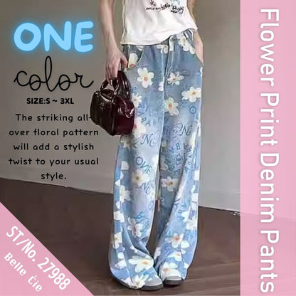 Pants/フラワーロゴ総柄デニムパンツ ST/No.27988