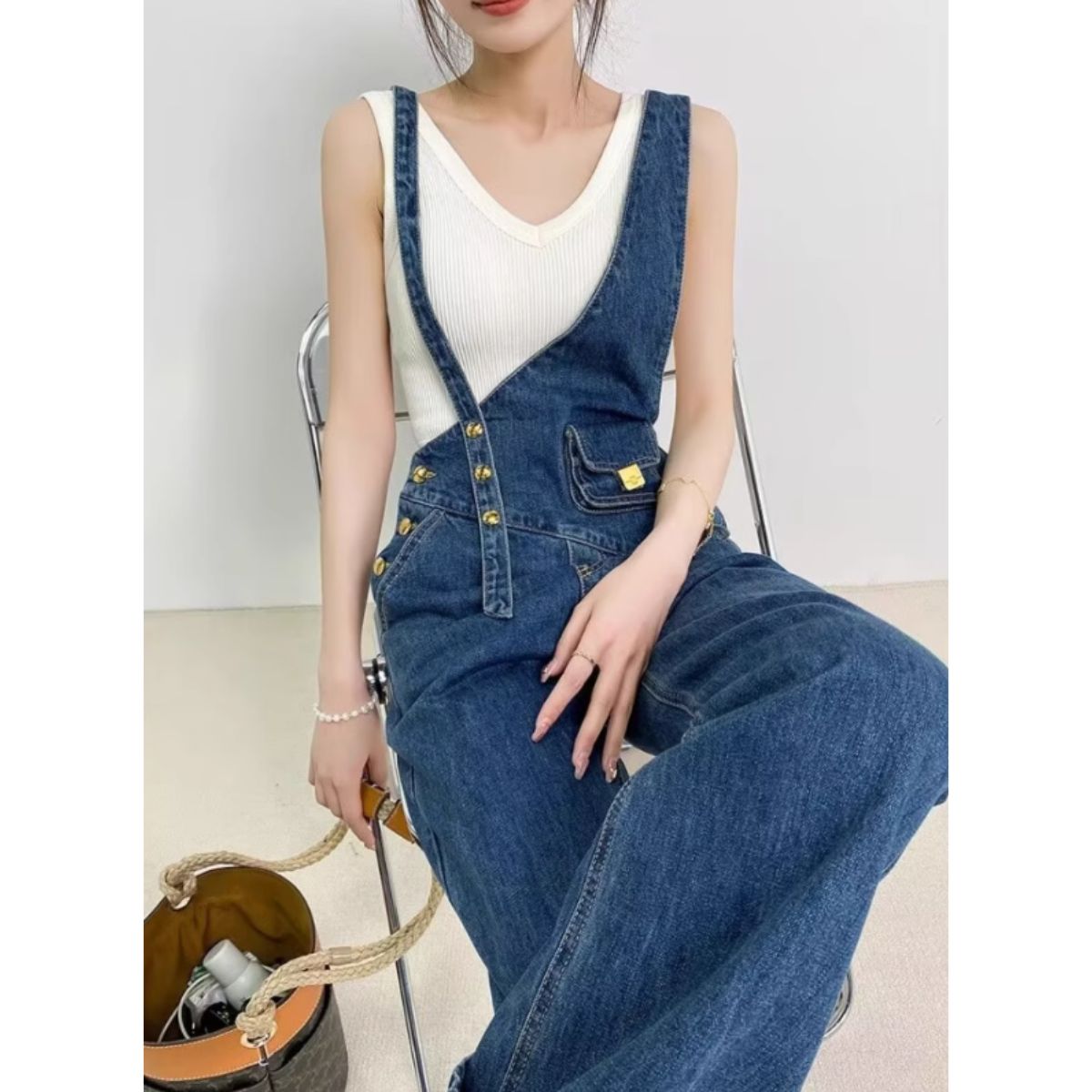 Overalls/アシメショルダーデニムサロペット ST/No.27999
