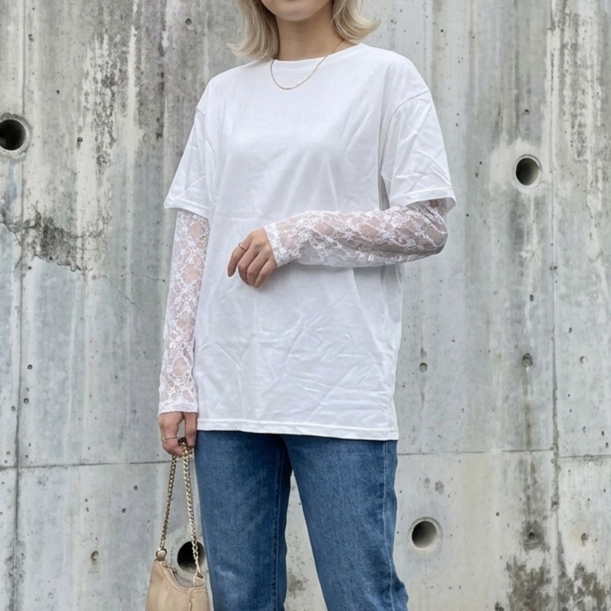 T-Shirts/レース袖レイヤードTシャツ ST/No.22422