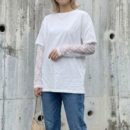 T-Shirts/レース袖レイヤードTシャツ ST/No.22422
