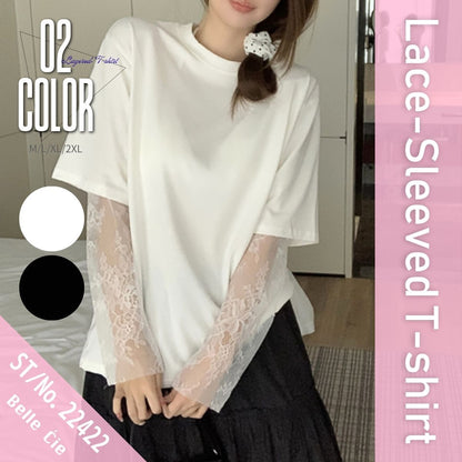 T-Shirts/レース袖レイヤードTシャツ ST/No.22422