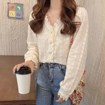 Tops/ フラワー刺繍スモックブラウス ST/No.27278