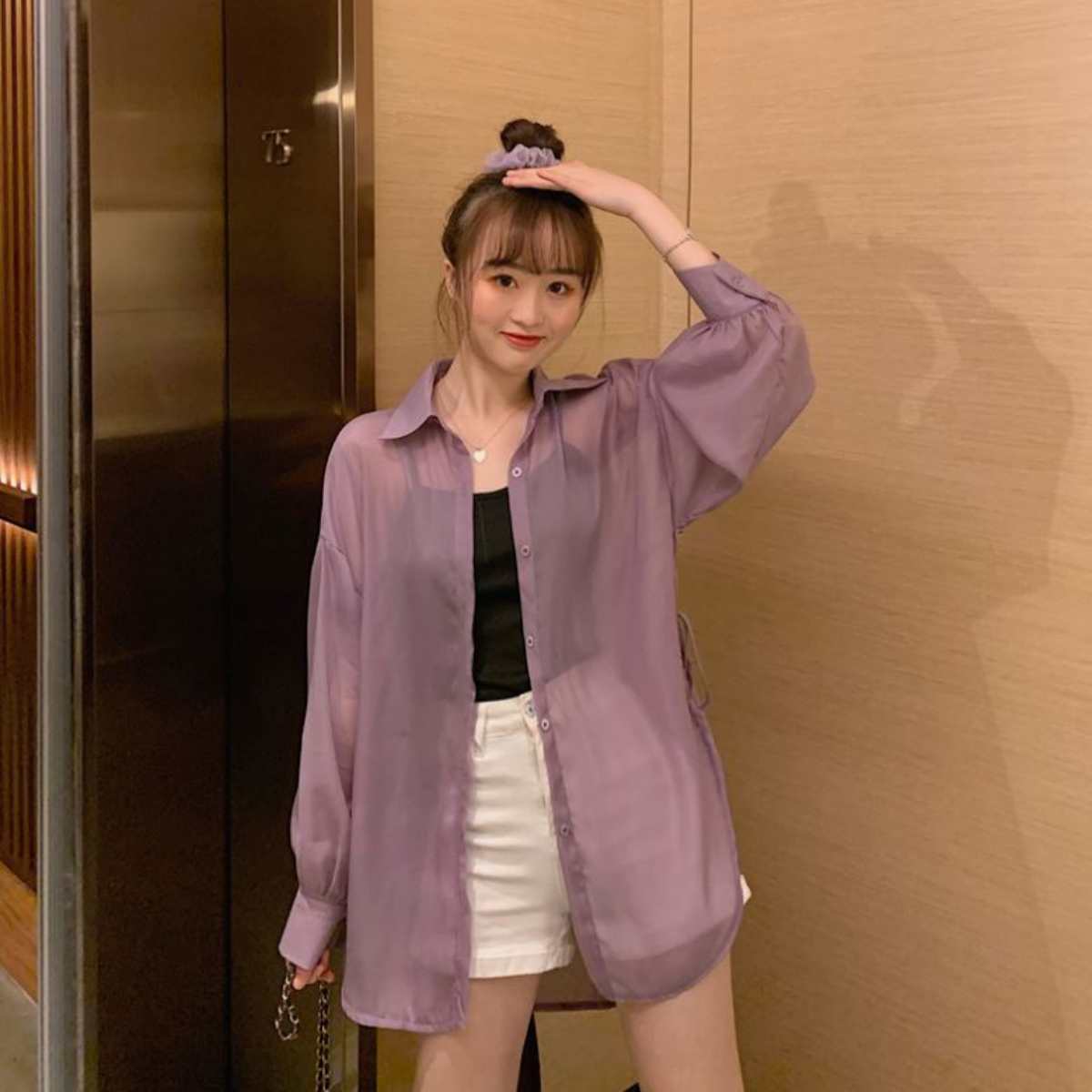Tops/ シアーシャツ 脇リボン  ST/No.27261