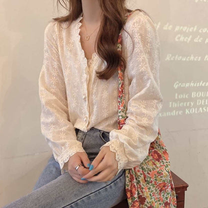 Tops/ フラワー刺繍スモックブラウス ST/No.27278