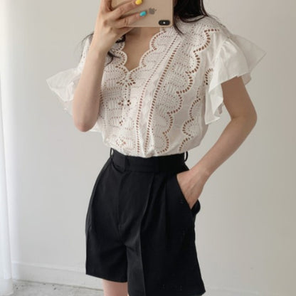 Blouse/スカラップ刺繍ブラウス ST/No.27480