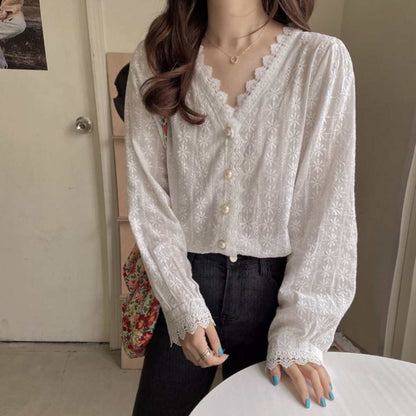 Tops/ フラワー刺繍スモックブラウス ST/No.27278