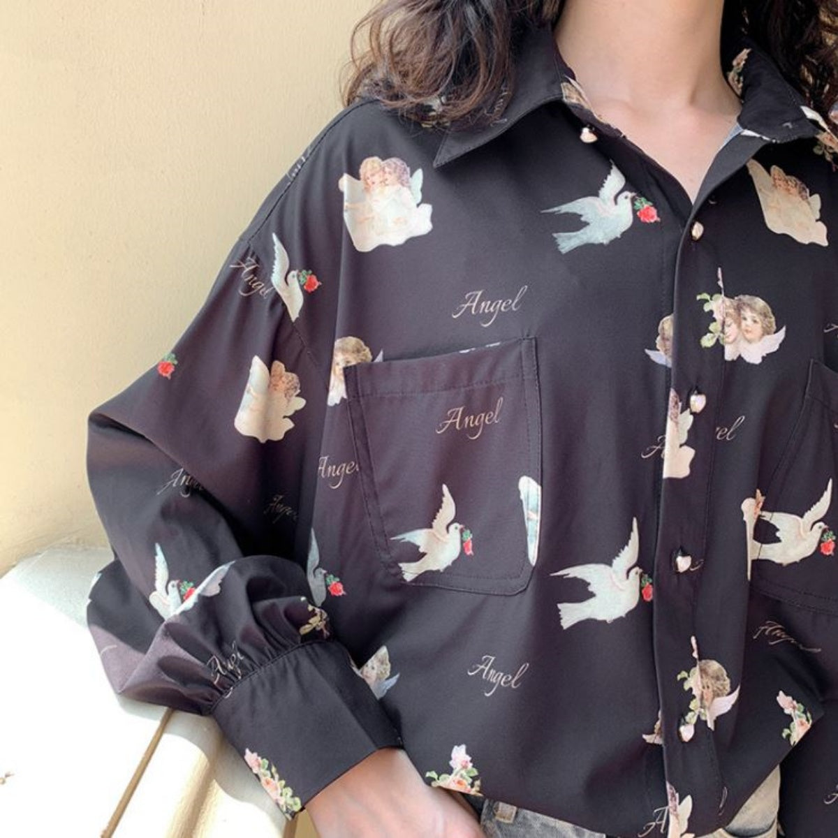 Tops/ エンジェル サテンシャツ 長袖 ST/No.27260