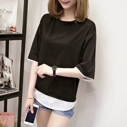 Tops/ 配色フェイクレイヤードトップス  ST/No.27249