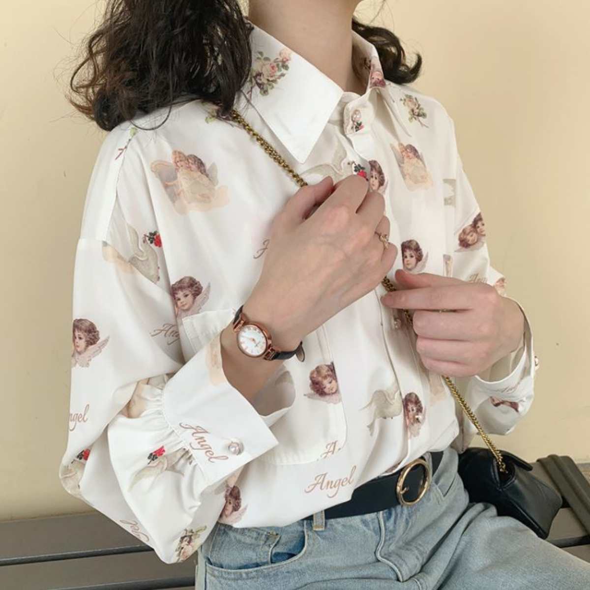 Tops/ エンジェル サテンシャツ 長袖 ST/No.27260
