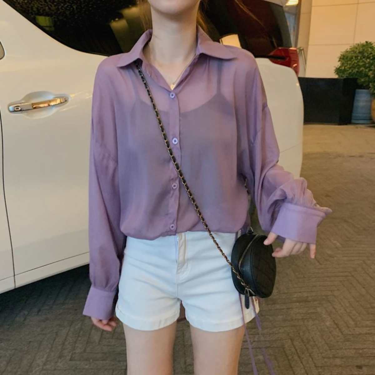 Tops/ シアーシャツ 脇リボン  ST/No.27261