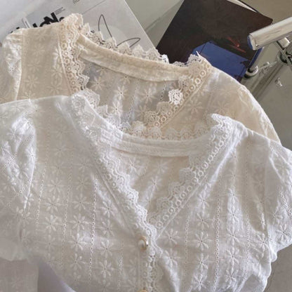 Tops/ フラワー刺繍スモックブラウス ST/No.27278