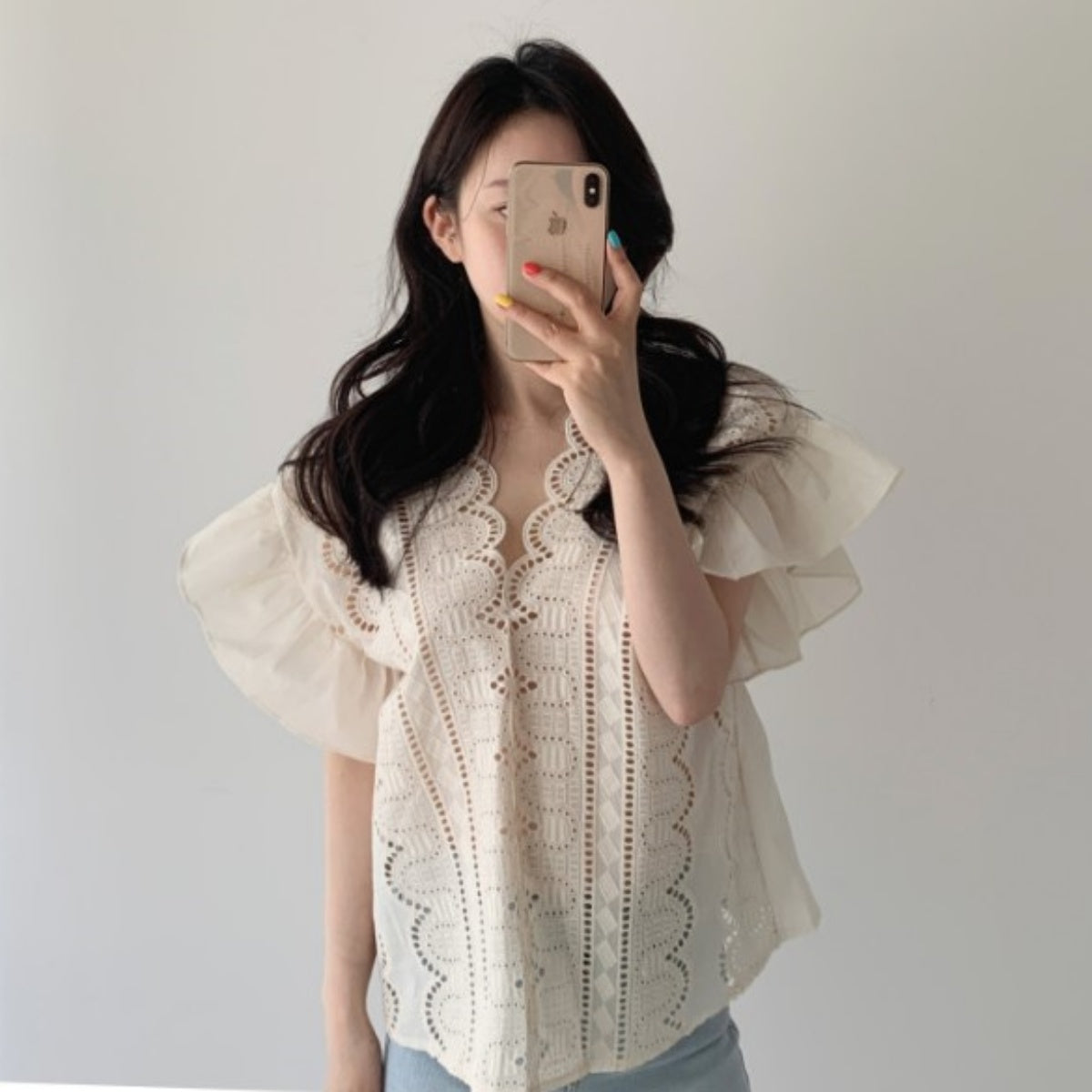 Blouse/スカラップ刺繍ブラウス ST/No.27480