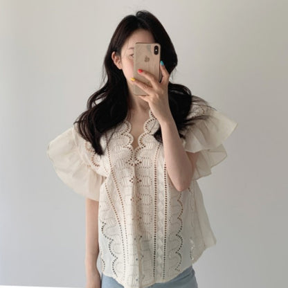 Blouse/スカラップ刺繍ブラウス ST/No.27480