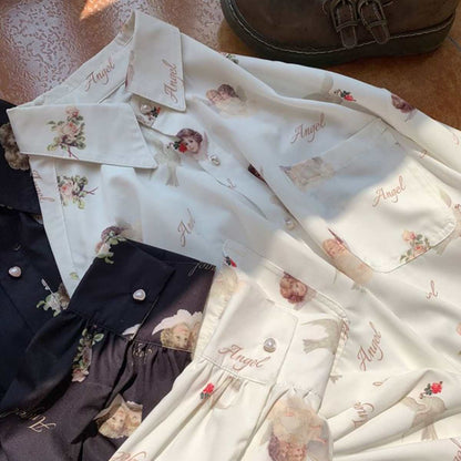 Tops/ エンジェル サテンシャツ 長袖 ST/No.27260