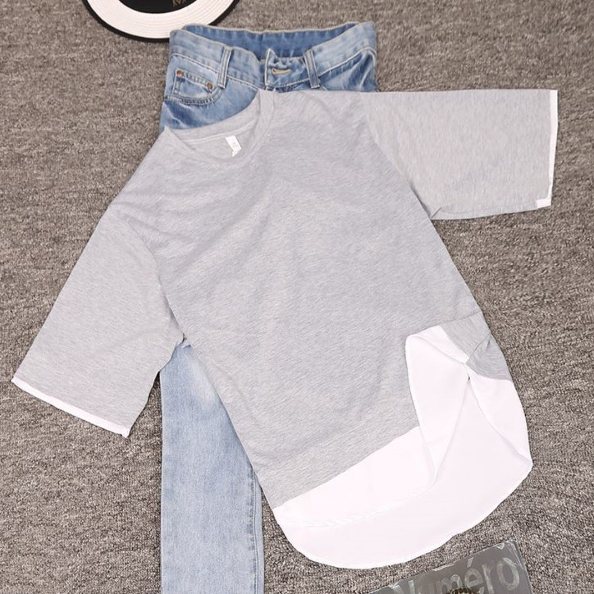 Tops/ 配色フェイクレイヤードトップス  ST/No.27249