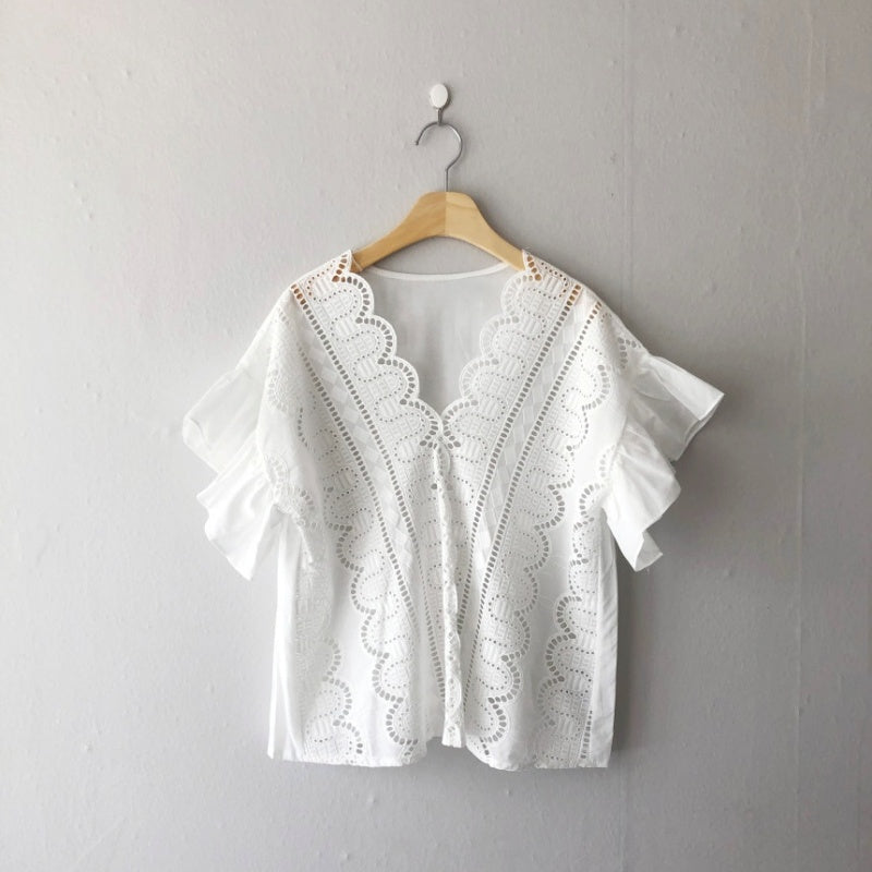 Blouse/スカラップ刺繍ブラウス ST/No.27480