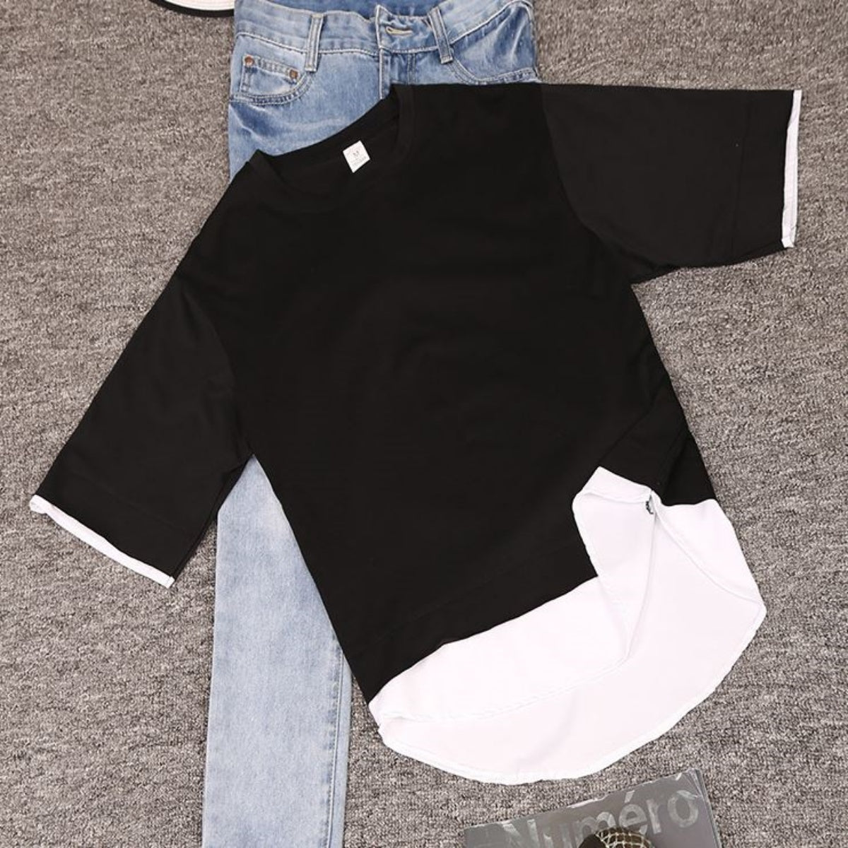 Tops/ 配色フェイクレイヤードトップス  ST/No.27249