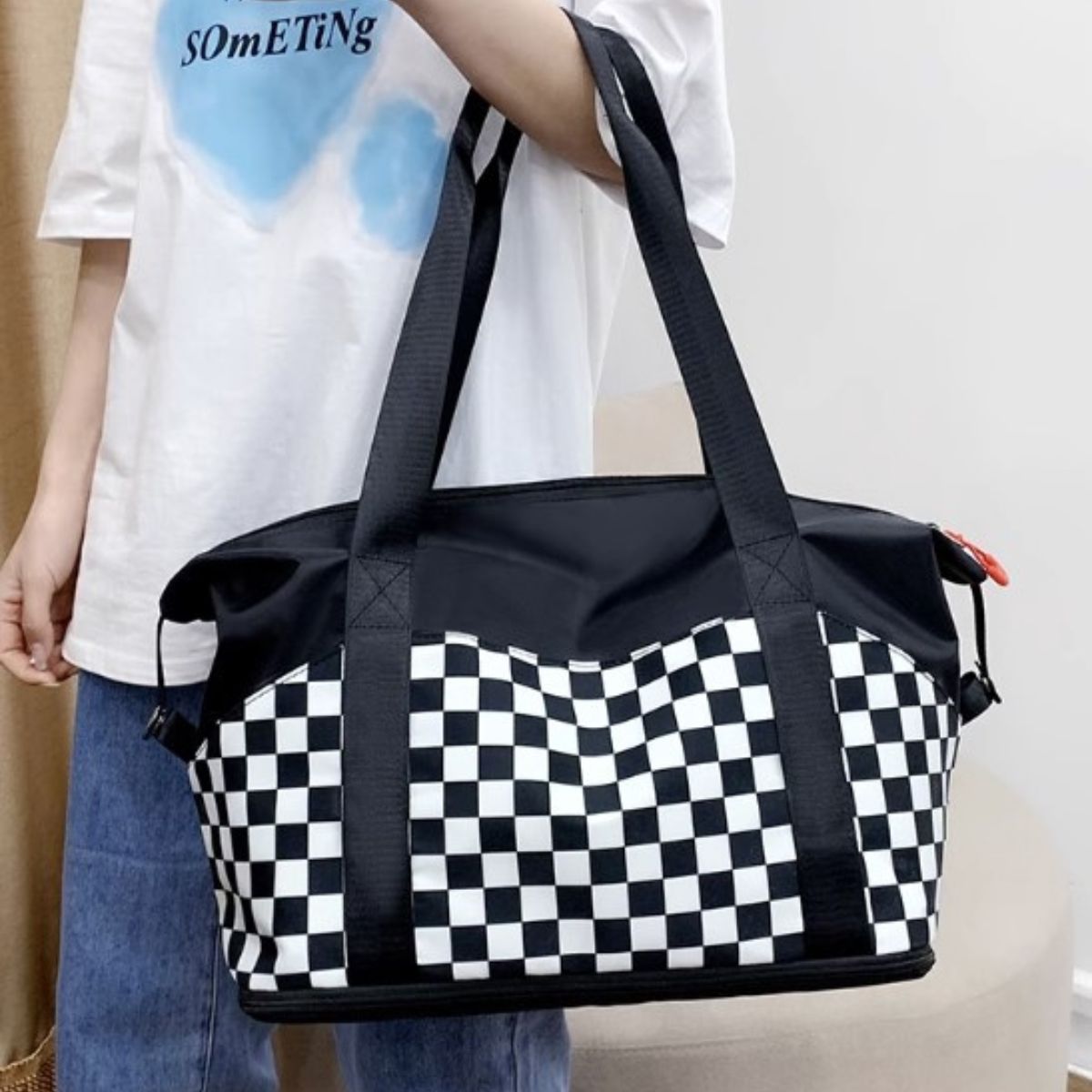 Bag/柄配色多機能ボストンバッグ ST/No.26022