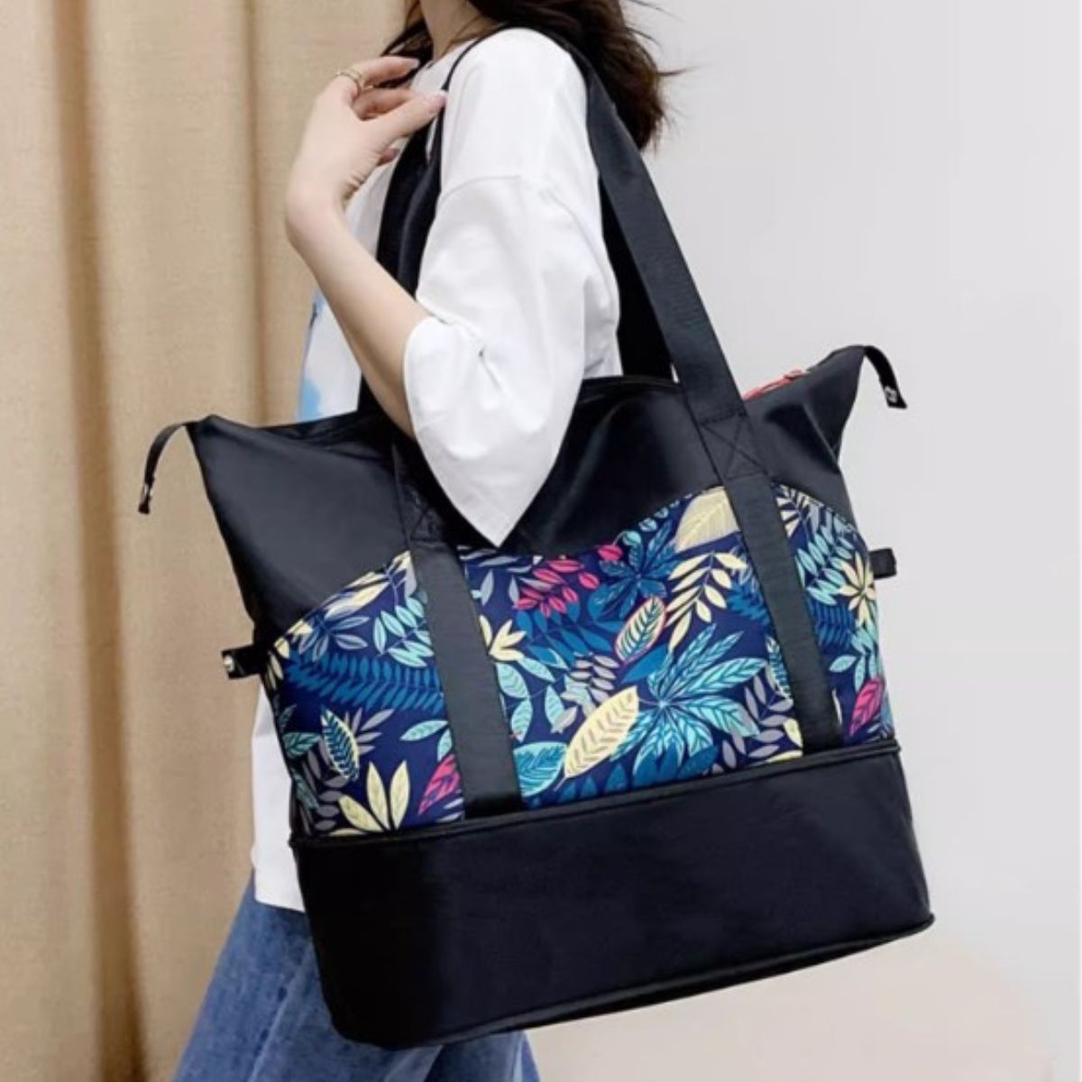 Bag/柄配色多機能ボストンバッグ ST/No.26022