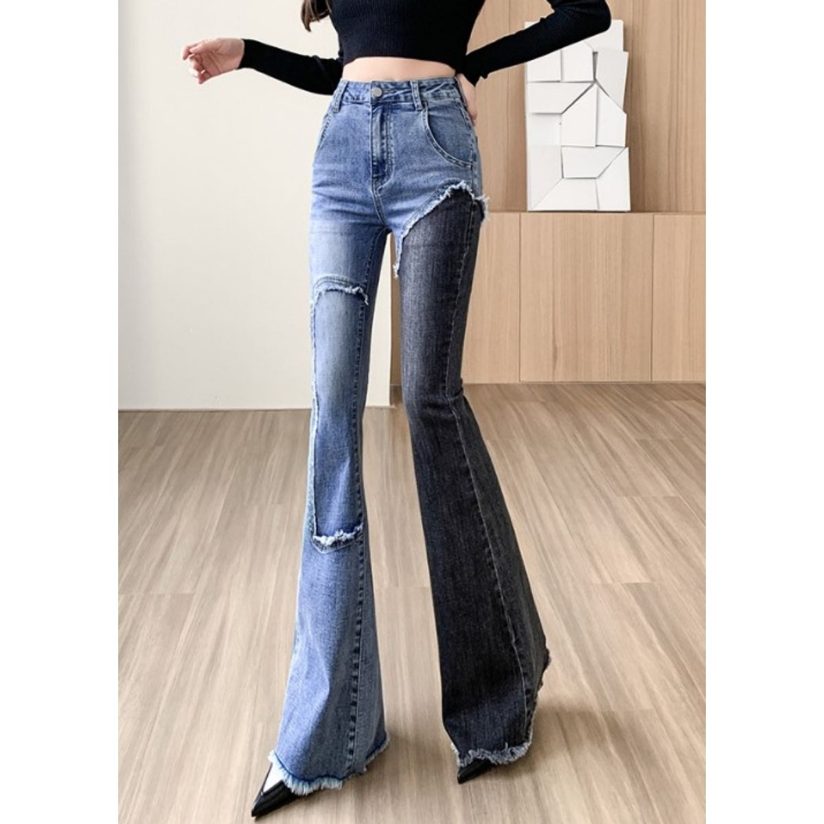 Pants/アシンメトリーデニムベルボトム ST/No.27733