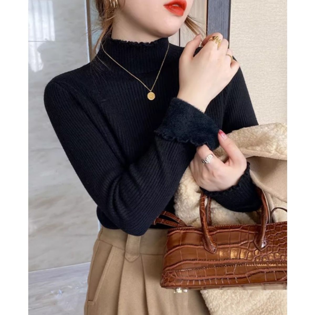 Knit/裏起毛ハイネックニットトップス ST/No.27783