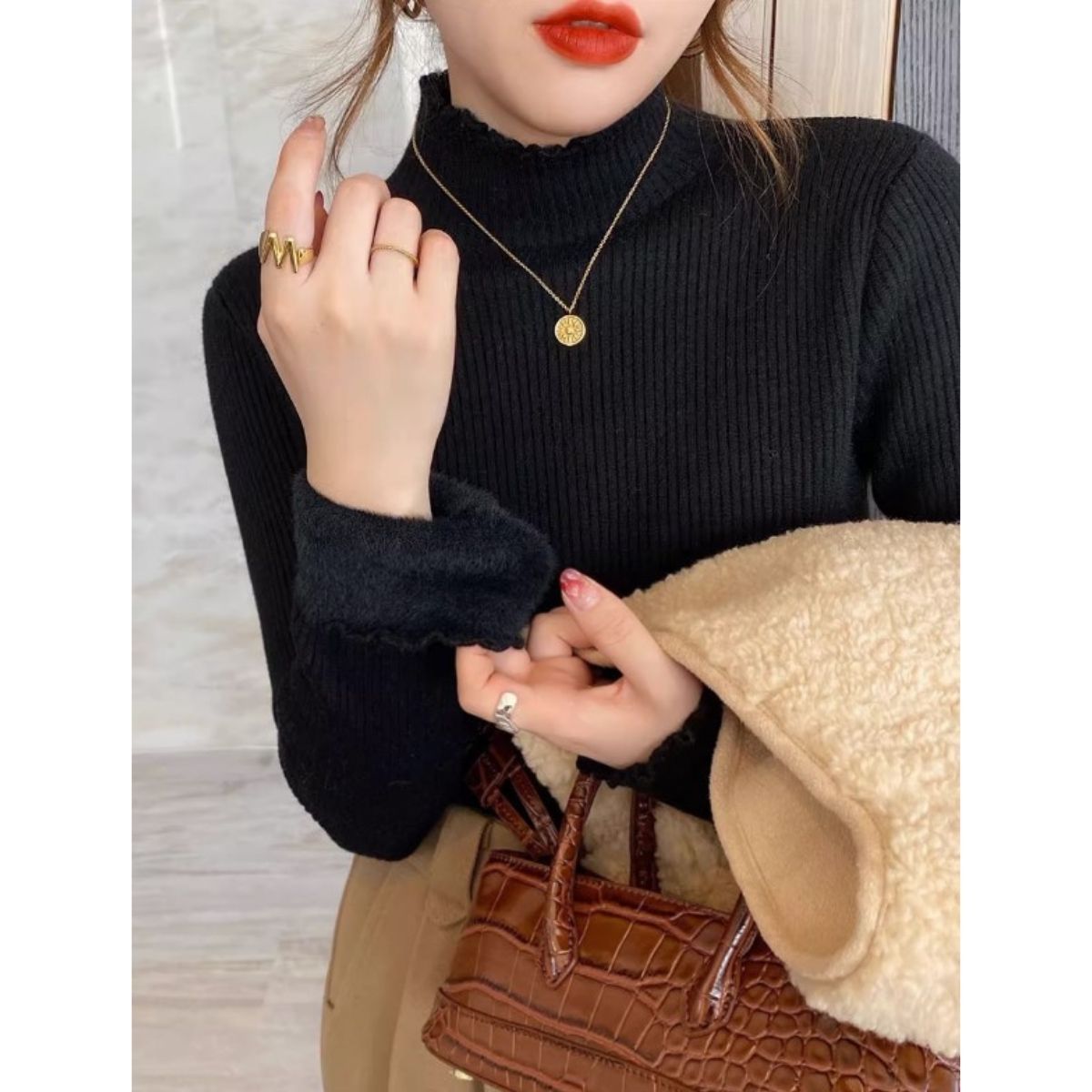 Knit/裏起毛ハイネックニットトップス ST/No.27783