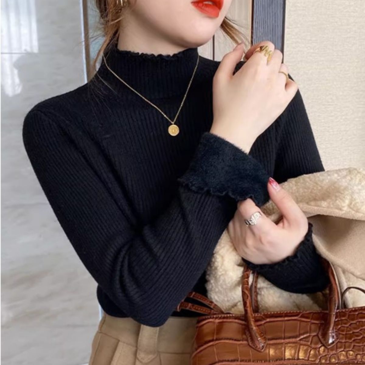 Knit/裏起毛ハイネックニットトップス ST/No.27783