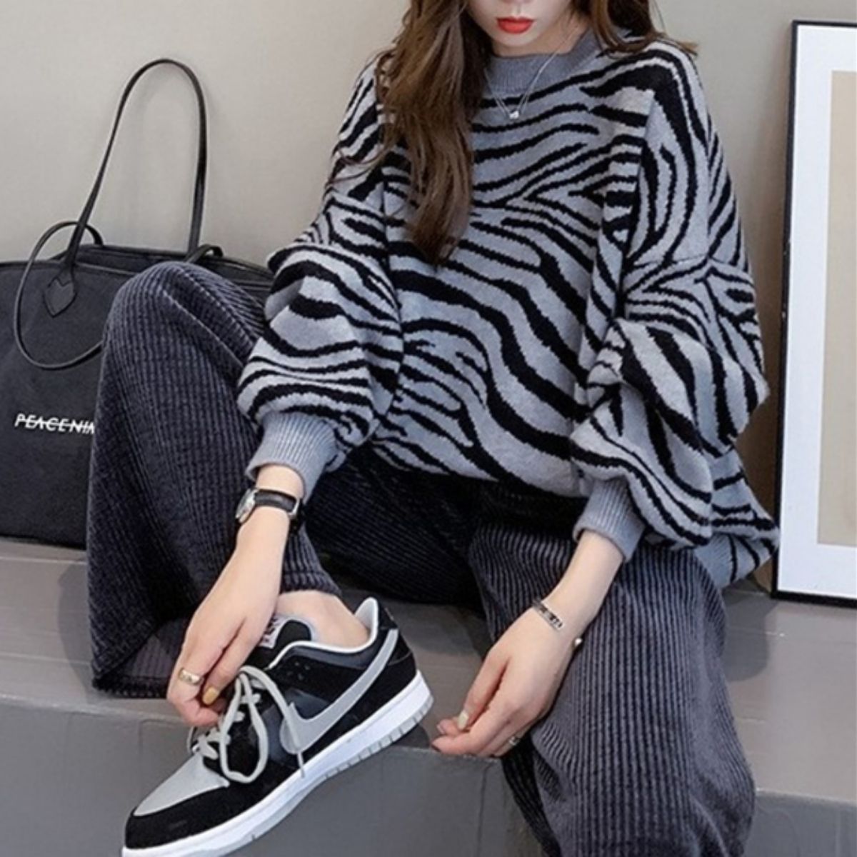 Knit/ゼブラ総柄ニットプルオーバー ST/No.27794