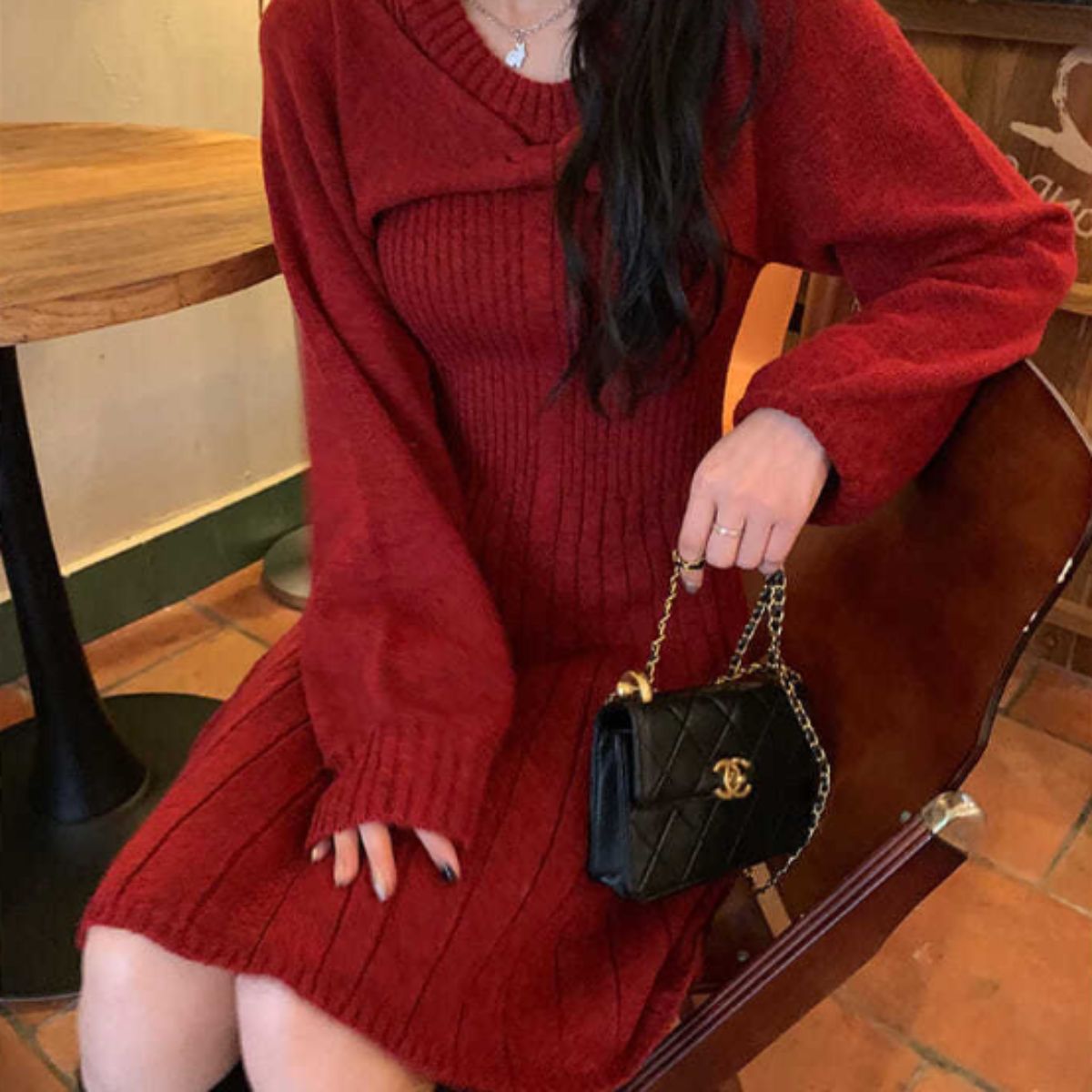 Dress/リボンニットワンピース ST/No.27799