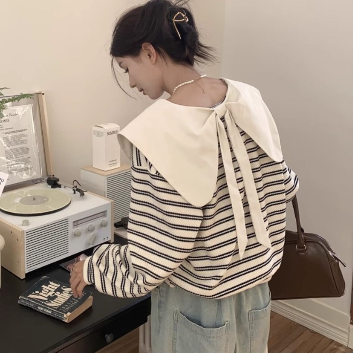 Smock/リボンカラーボーダートップス ST/No.27806
