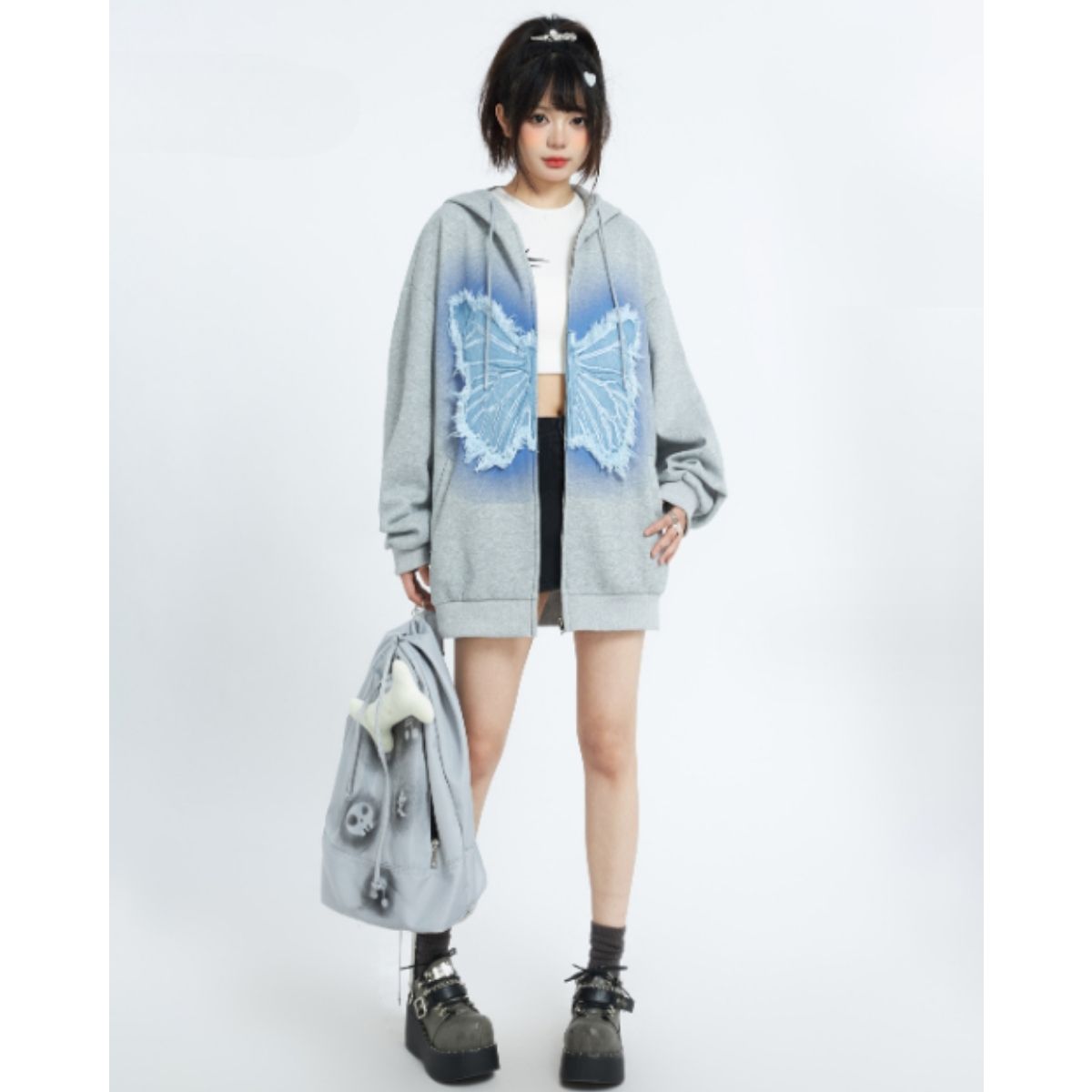 Parka/バタフライモチーフジップパーカー ST/No.27817