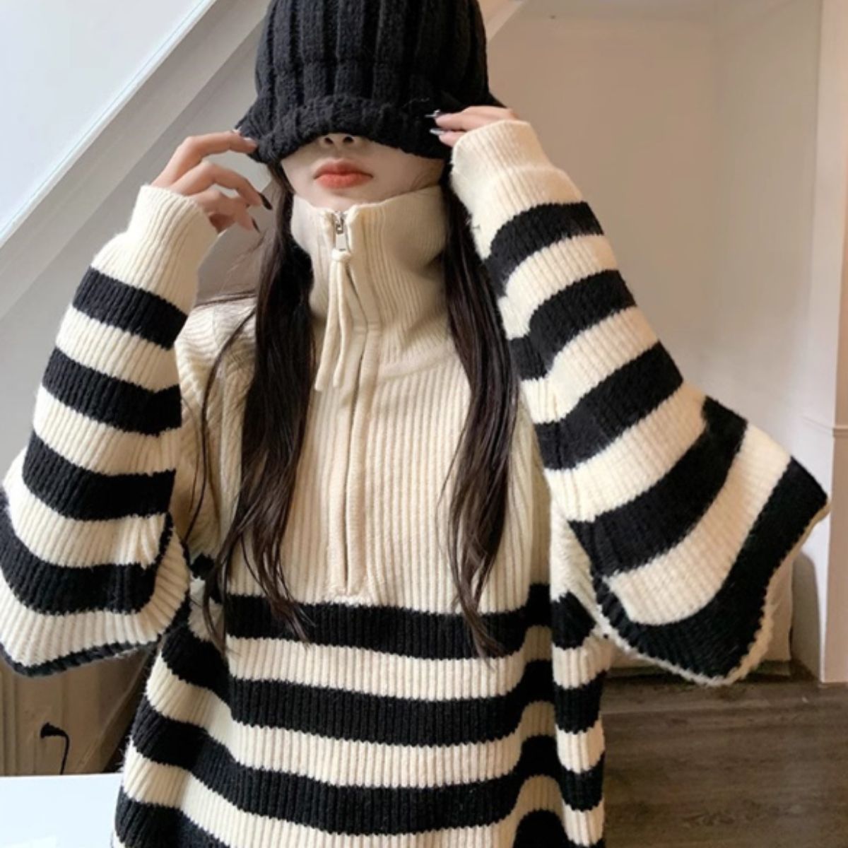 Knit/ハーフジップハイネックＢＤニット ST/No.27820