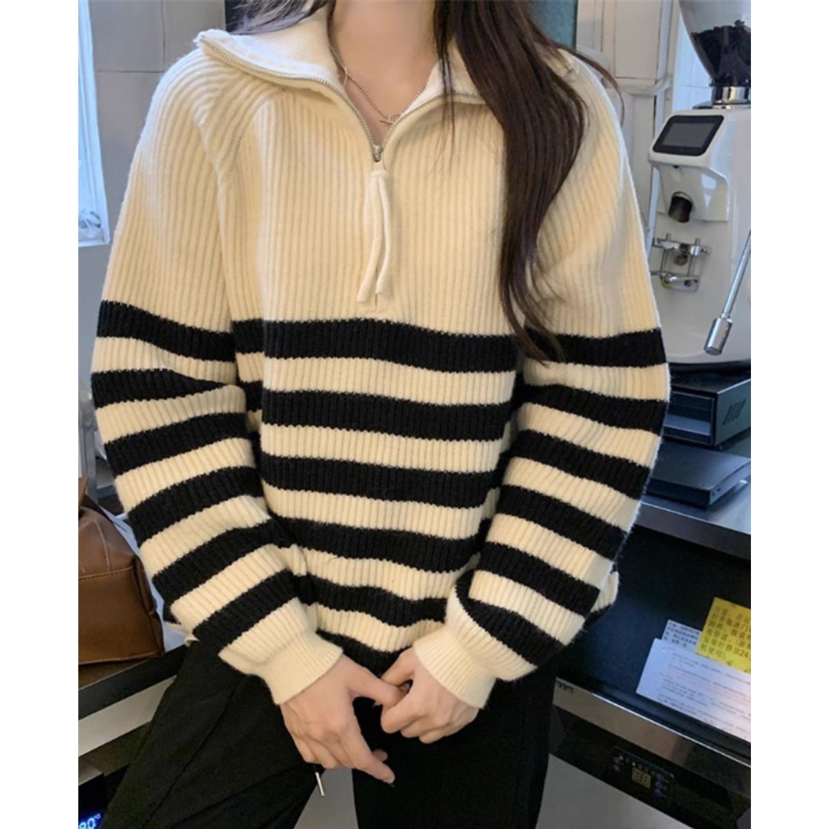 Knit/ハーフジップハイネックＢＤニット ST/No.27820