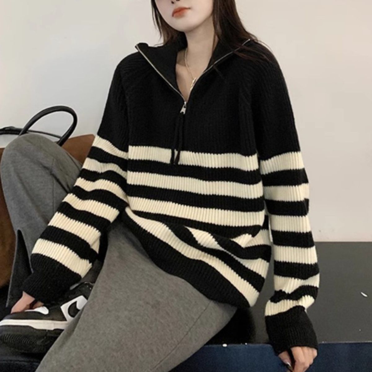 Knit/ハーフジップハイネックＢＤニット ST/No.27820