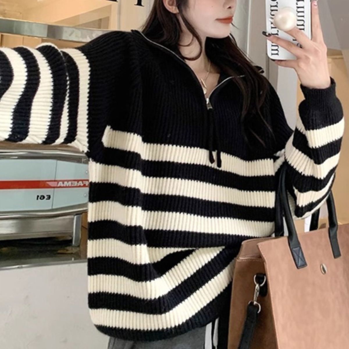 Knit/ハーフジップハイネックＢＤニット ST/No.27820